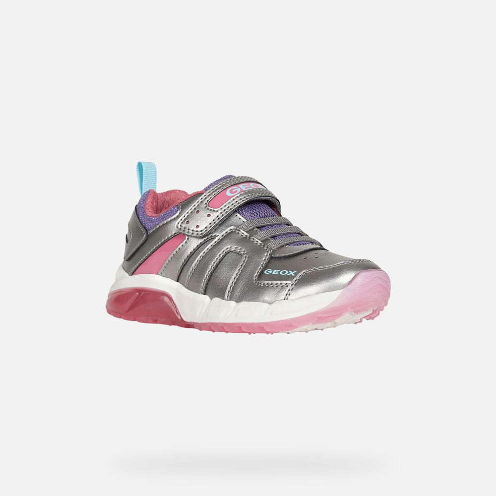 Geox Sneakers Dark Silver/Pink Spaziale - Geox Girls Shoes - DRAWNS804